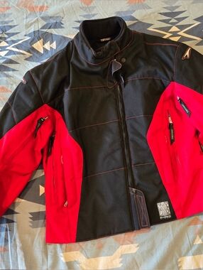 Teknic Womens Black & Red (Removable Liner) Motorcycle Jacket Size:10
